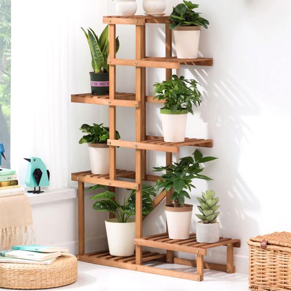 Großhandel B2B Massivholz Regal mehrstufig Blumenständer Blumentopfständer 74*25*111cm